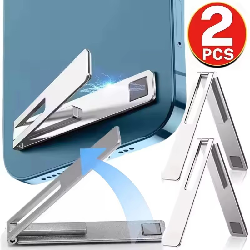 Desk Phone Stand - Foldable Ultra Thin Magnetic Metal Alloy